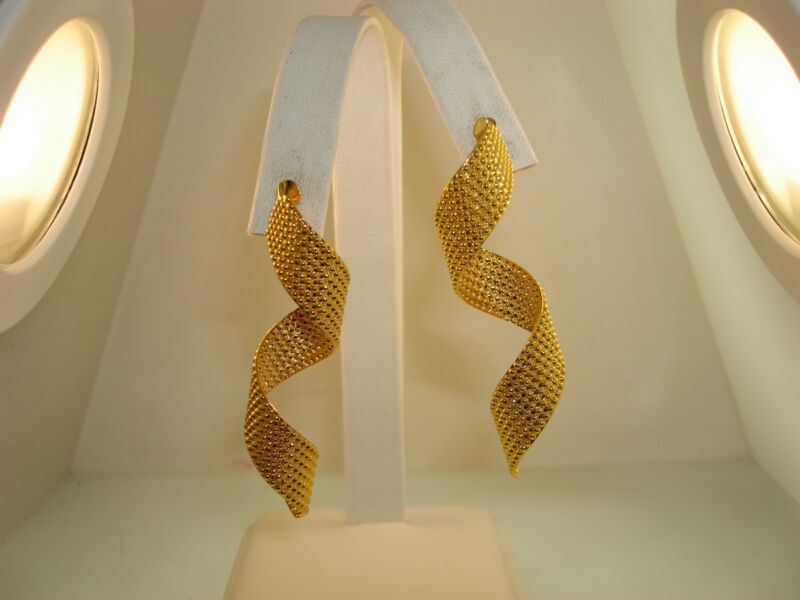 Vintage gold-tone spiral dangle earrings