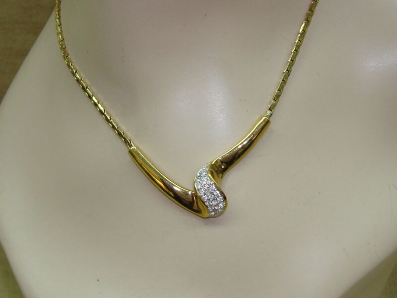 Vintage 1980s gold-tone Swarovski crystal choker necklace signed A&S