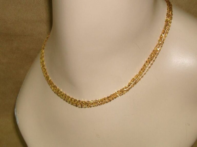 Vintage Nolan Miller 4-Strand Gold Sparkle Chain Necklace