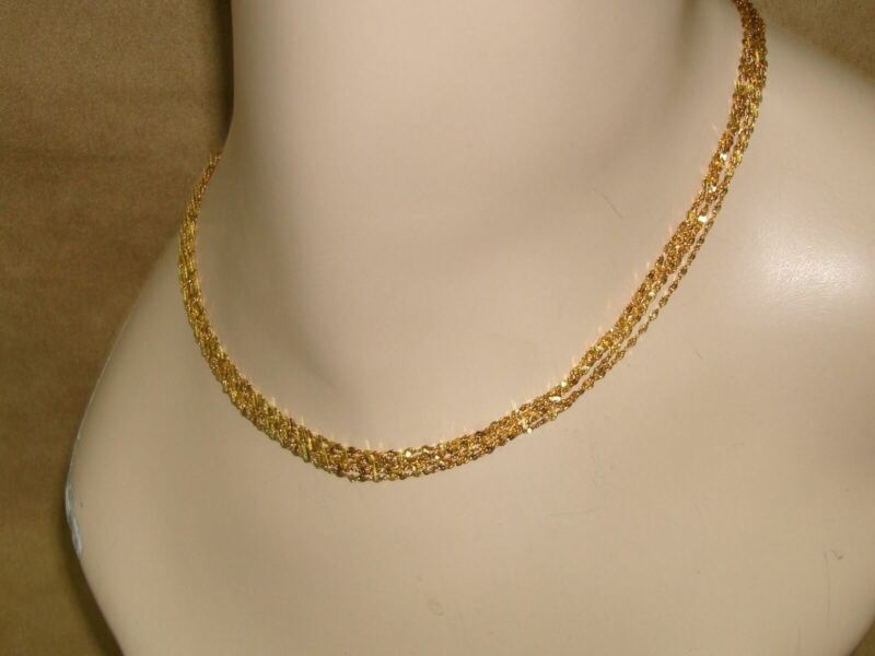 Vintage Nolan Miller 4-Strand Gold Sparkle Chain Necklace