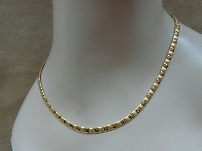 Vintage Napier Satin & Gold Tone Choker Necklace (1980s) - Signed, Excellent Condition