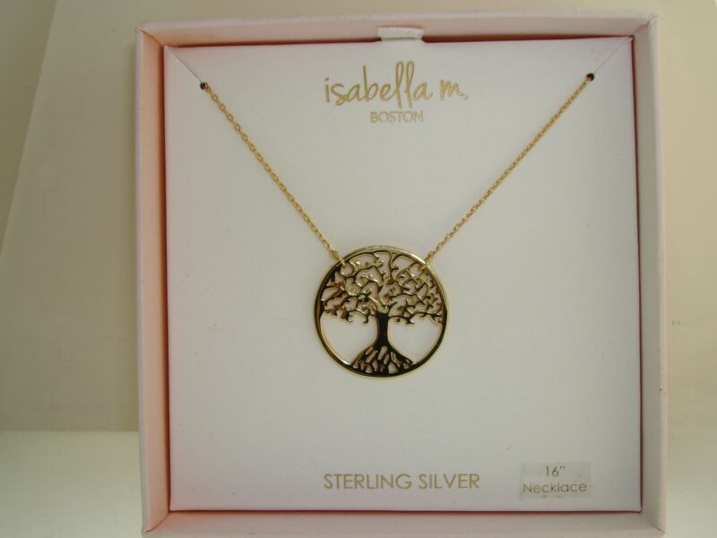 Vintage Isabella M. gold-plated sterling silver Tree of Life necklace