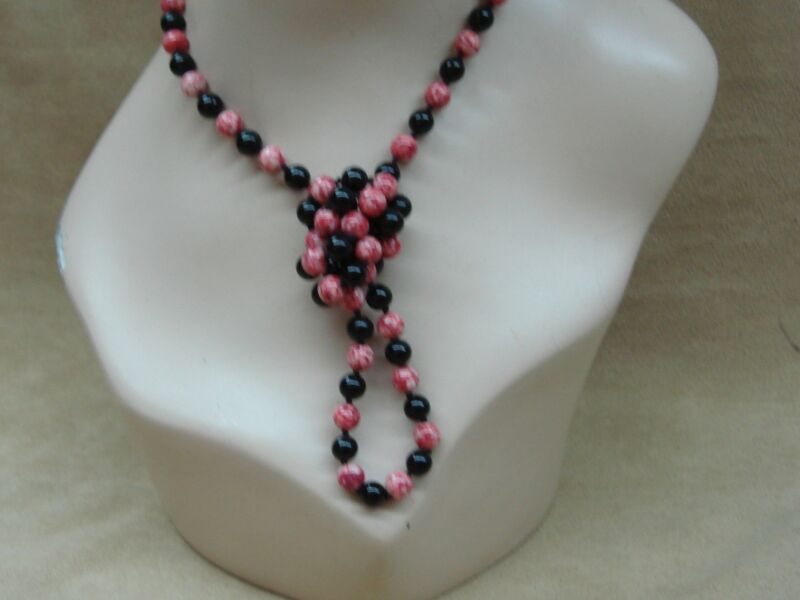 Snakeskin jasper and onyx bead necklace