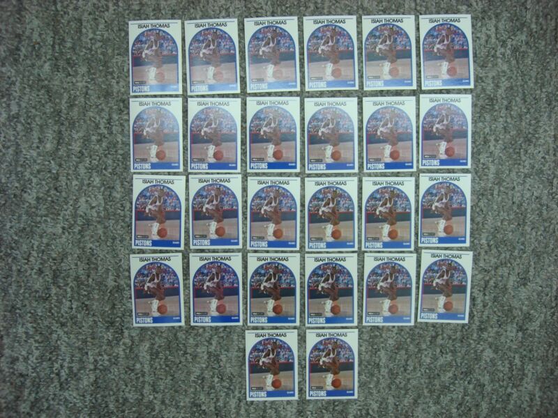 1989-90 Hoops Basketball Card Lot featuring Isaiah Thomas (#250) of the Detroit Pistons