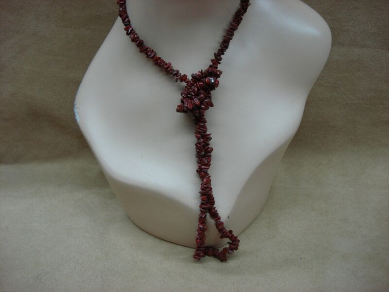 Vintage carnelian chunk necklace with deep red hues