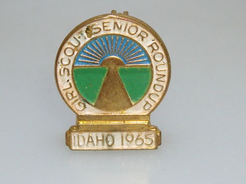 Vintage 1965 Idaho Girl Scout Senior Roundup enamel pin