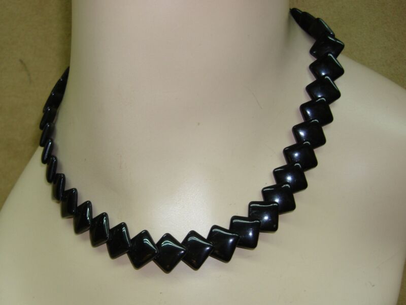 Vintage Trifari black lucite square choker necklace