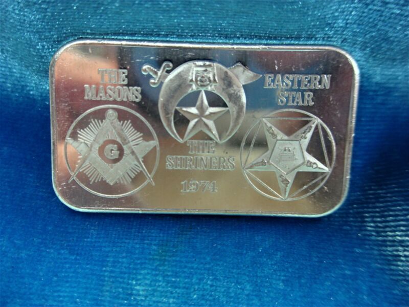 Vintage 1974 Masonic Silver Bar - .999 Fine Silver