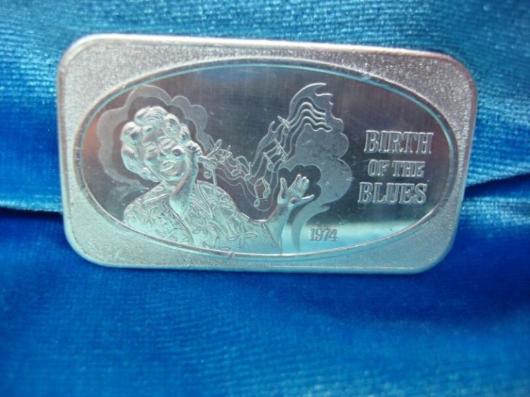 1 Troy Oz .999 Fine Silver Birth of the Blues 1974 Bar - Collectible Lady Singer Design