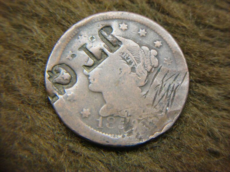 1850s US Large Cent with Rare J.T.G. & GRACE Counterstamps