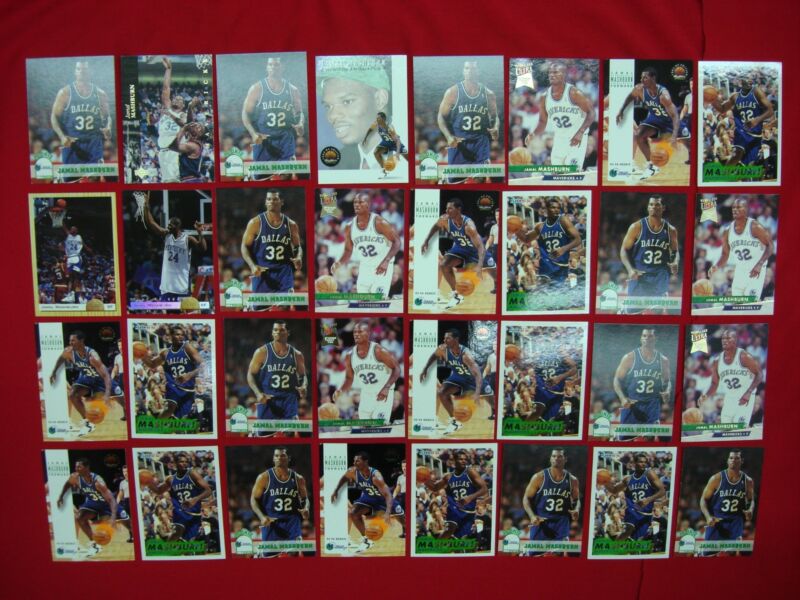 Jamal Mashburn rookie cards from various brands like Hoops, Upper Deck, and Skybox