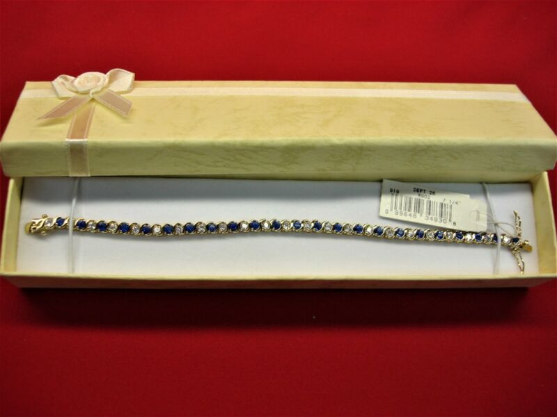 Gold vermeil sapphire crystal and CZ sterling silver bracelet