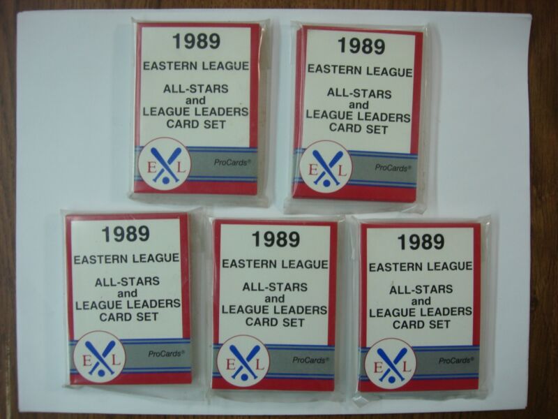 Set of five (5) 1989 Eastern League All-Stars and Leaders minor league baseball cards