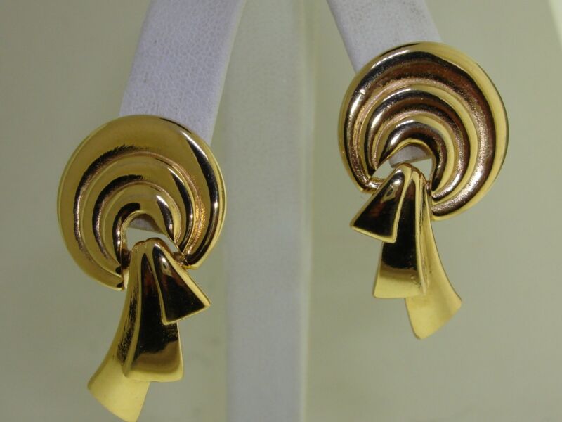 Vintage Givenchy gold-tone dangle earrings with Art Deco design