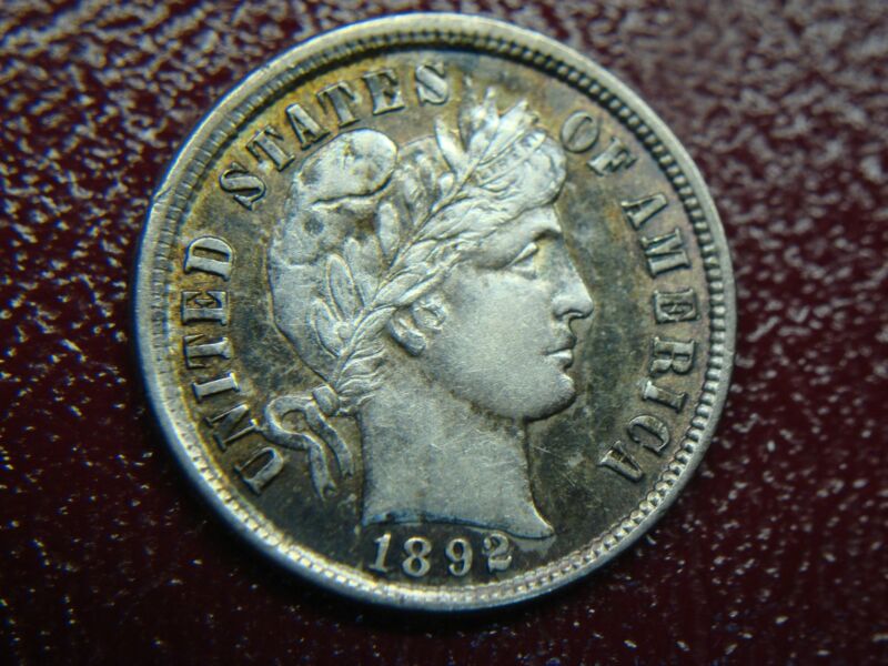 1892 Barber Dime - Uncirculated, Natural Surfaces