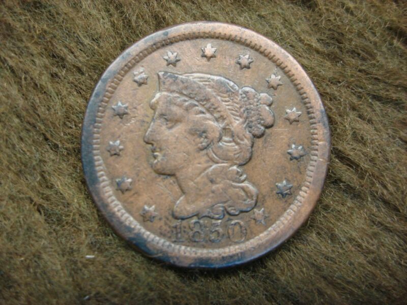 1850 U.S. Large Cent - Braided Hair (Early Copper)