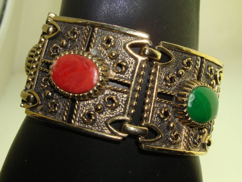 Vintage Sara Coventry Gold Tone Faux Gemstone Bracelet (1950s-60s)