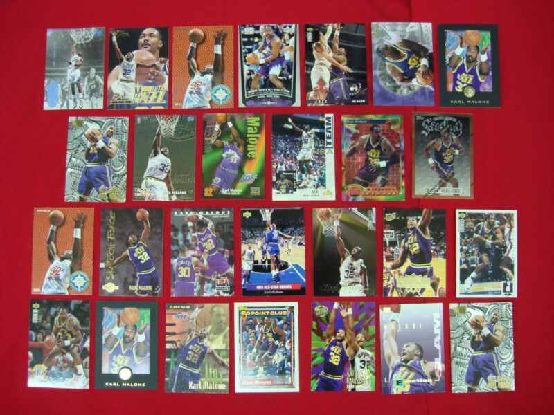 Collection of 27 Karl Malone Utah Jazz basketball cards