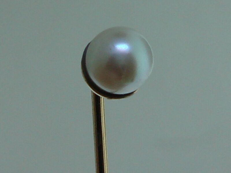 Vintage gold-filled stick pin with a creamy white freshwater pearl