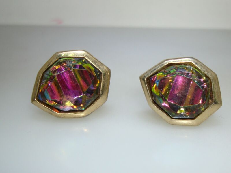Vintage Hickok watermelon rhinestone cufflinks