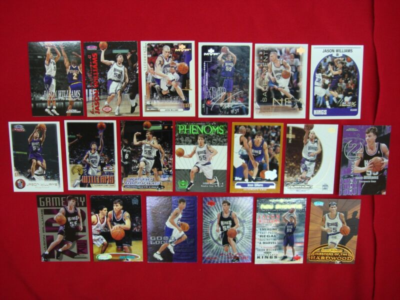 Jason Williams basketball card lot featuring 19 unique cards, premium inserts, and a silver signature parallel