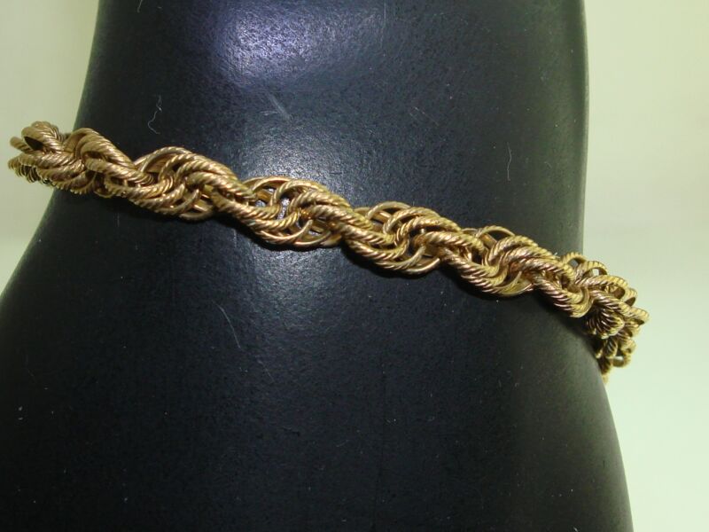 Vintage 12K gold-filled twisted link charm bracelet