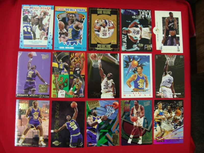 Lot of 15 Karl Malone basketball cards from Fleer All-Stars & Premiums