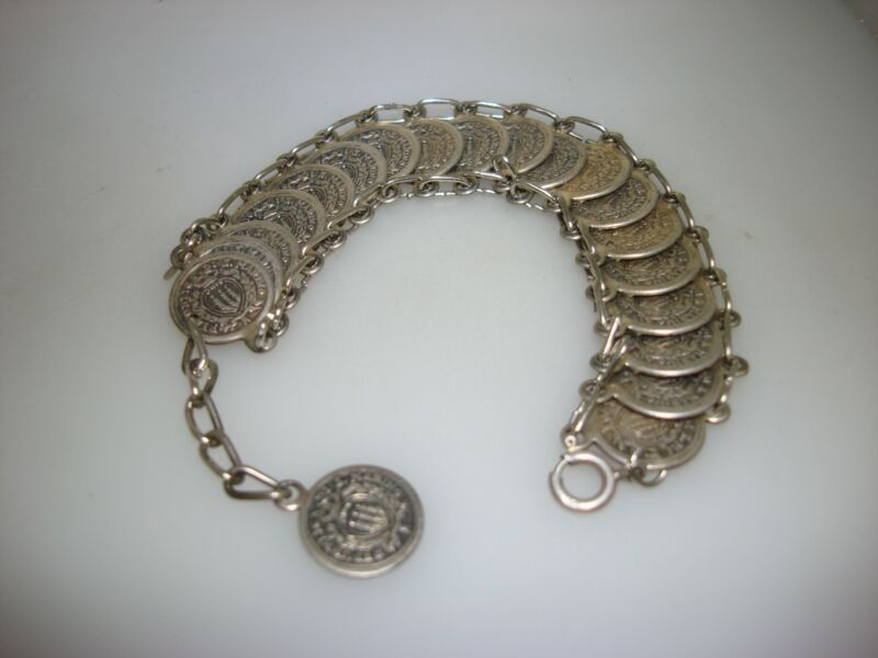 Vintage 1950s Italy San Marino Liberty Coin Souvenir Bracelet