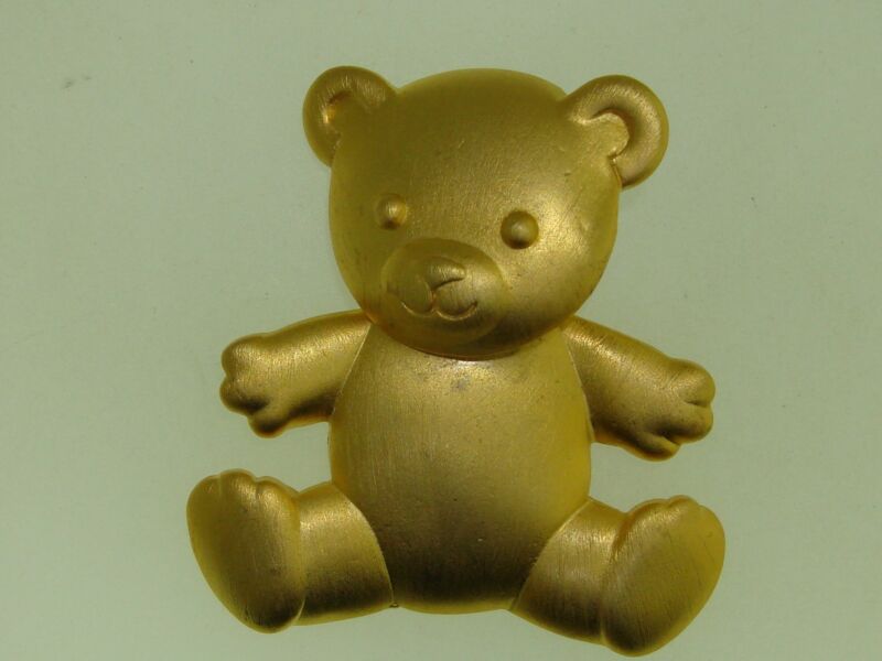 Vintage 1970s articulated teddy bear pin, signed J.J.