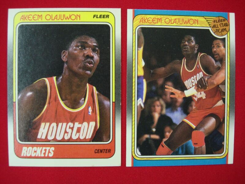 Hakeem Olajuwon 1988-89 Fleer Basketball Cards (#53 & All-Star #126) - Houston Rockets