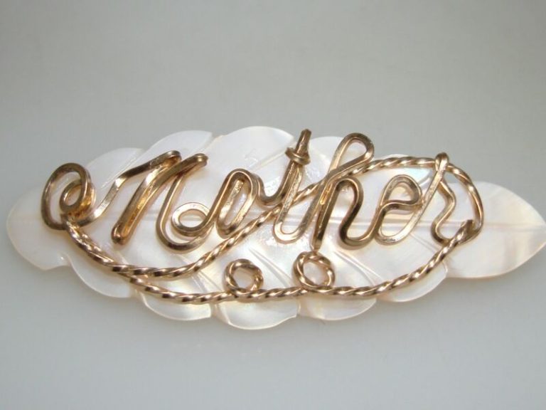 Vintage 1940s Mother of Pearl & Gold Filled 'MOTHER' Pin