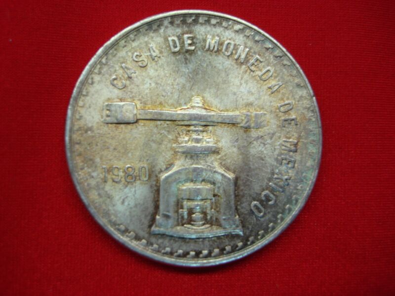 1980 Mexico Una Onza Silver Coin with original toning