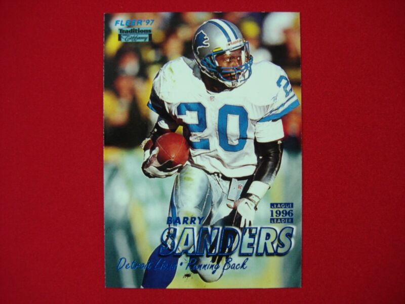 1997 Fleer Traditions Tiffany Barry Sanders League Leader Parallel Insert #20 Football Card