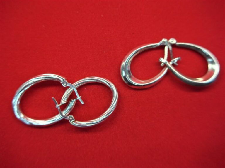 Pre-Owned Sterling Silver Elongated Hoop Earrings (2 Pairs)