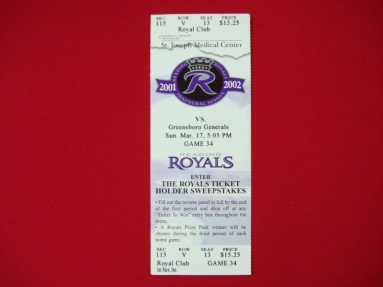 Reading Royals Inaugural Season Ticket - Game 34 vs Greensboro Generals (2001-02)