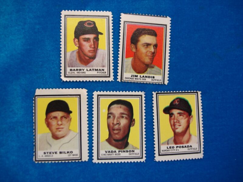 Vintage 1962 Topps Baseball Stamps (Set of 5)
