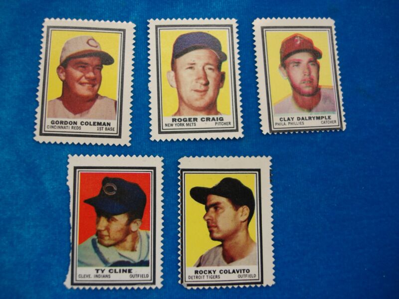 Vintage 1962 Topps Baseball Stamps (Set of 5)
