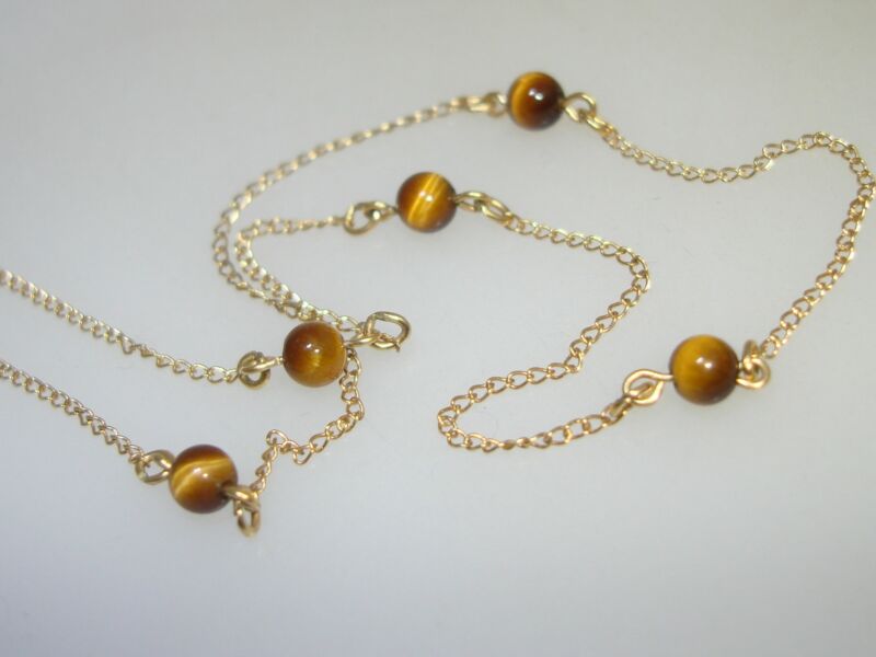 Vintage 1960s gold-filled tiger's eye station necklace