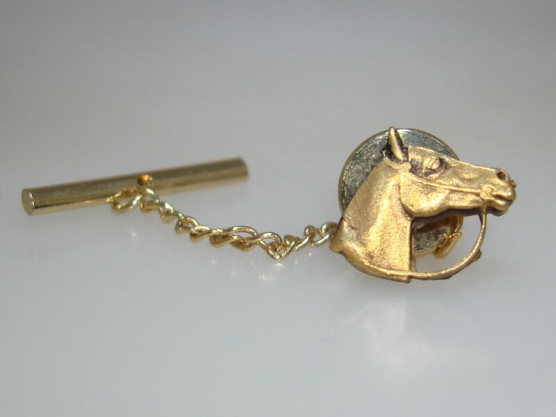 Vintage gold-tone equestrian horse head tie tack