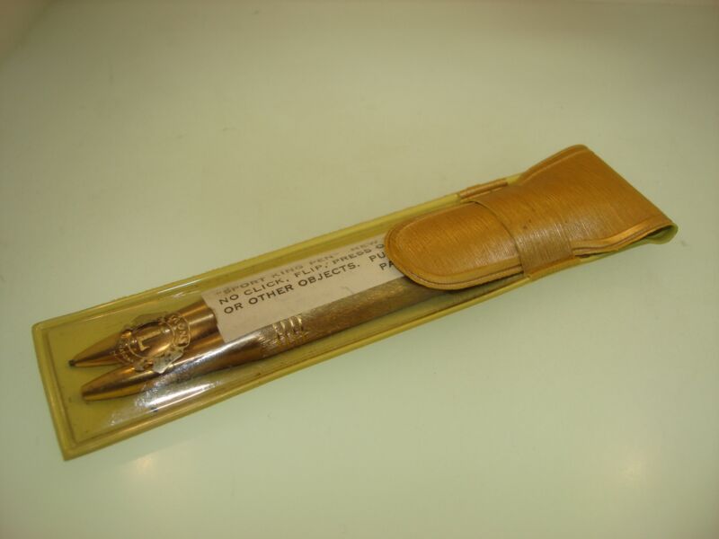 Vintage Sport King pen and pencil travel set, Lions Club International souvenir (1960s-70s)