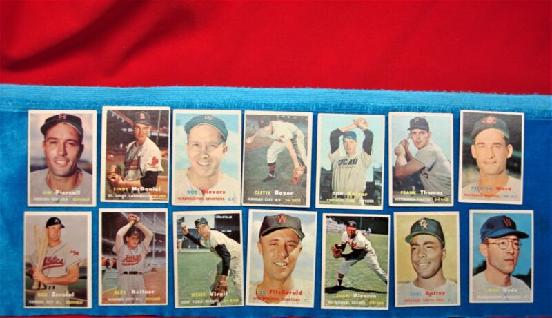 Vintage 1957 Topps Baseball Cards - 14 Different Players