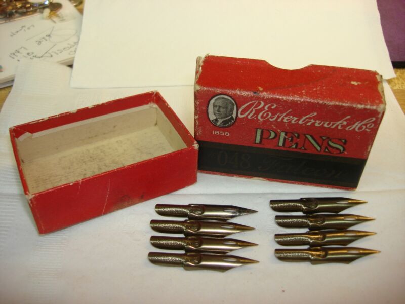 Vintage set of eight Esterbrook #048 Falcon pen nibs in original box