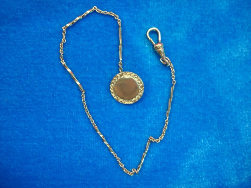 Vintage yellow gold-filled pocket watch chain, 8.5 inches