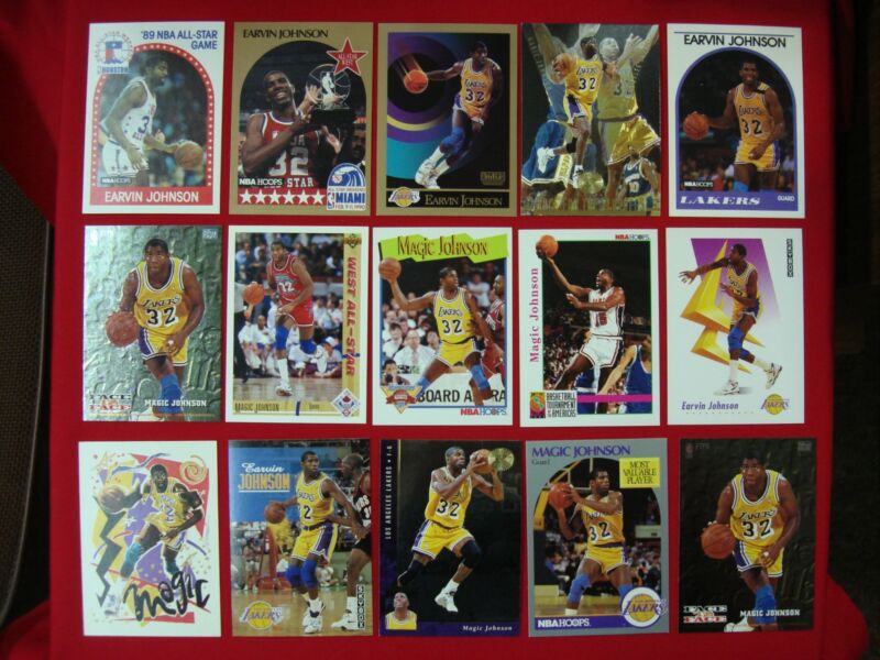 Magic Johnson basketball card lot of 15 cards