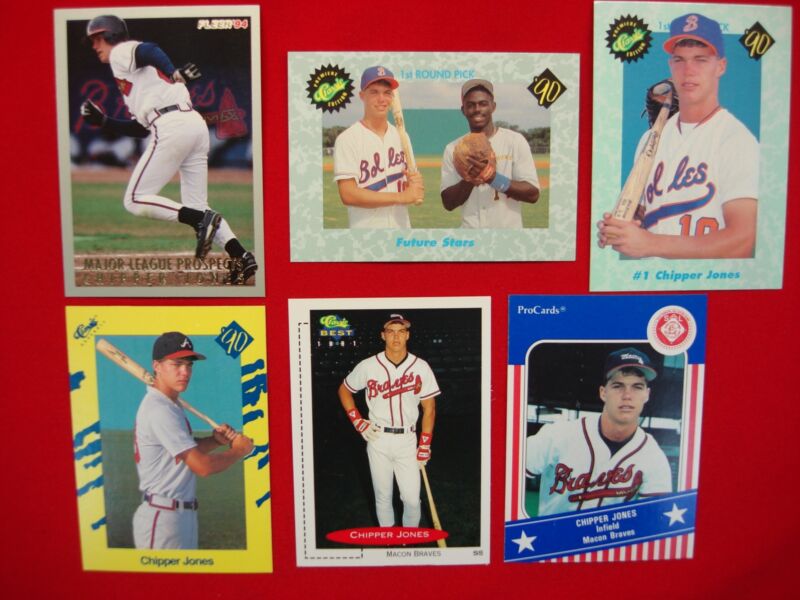 Lot of 6 Chipper Jones Minor League Baseball Cards