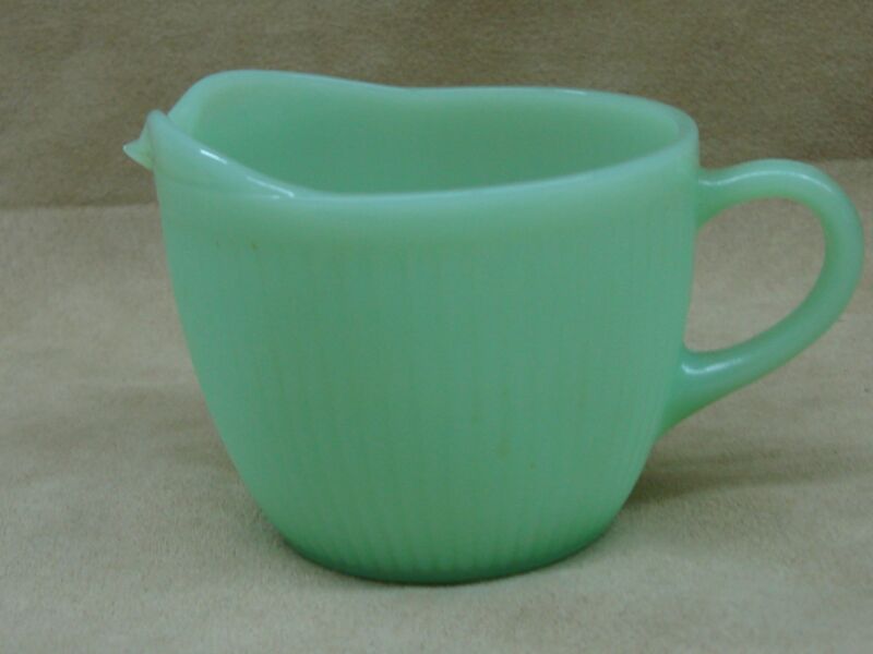 Vintage Anchor Hocking Fire-King Jadeite Jane Ray Pattern Creamer in Excellent Condition