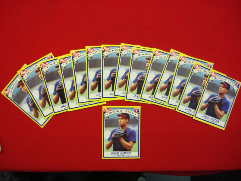 15 vintage Dave Justice Atlanta Braves cereal cards from 1990
