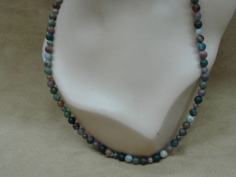 Unique Raw Polished Quartz Necklace - 26" Green, Brown & Purple Beads