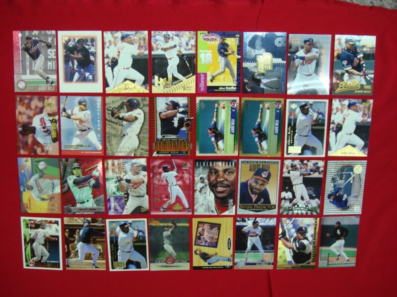 Lot of 30 Albert Belle baseball cards, featuring inserts, parallels, and a die-cut card.