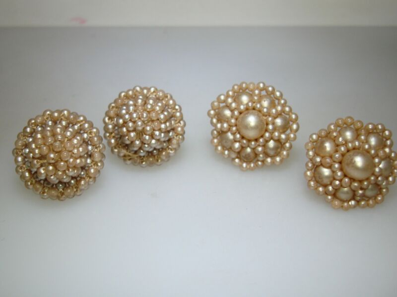 Vintage 1930s-40s Japanese faux pearl screw back earrings